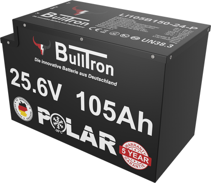 BullTron Polar 25,6V/105Ah incl. Smart BMS mit 150A Dauerstrom & Bluetooth App