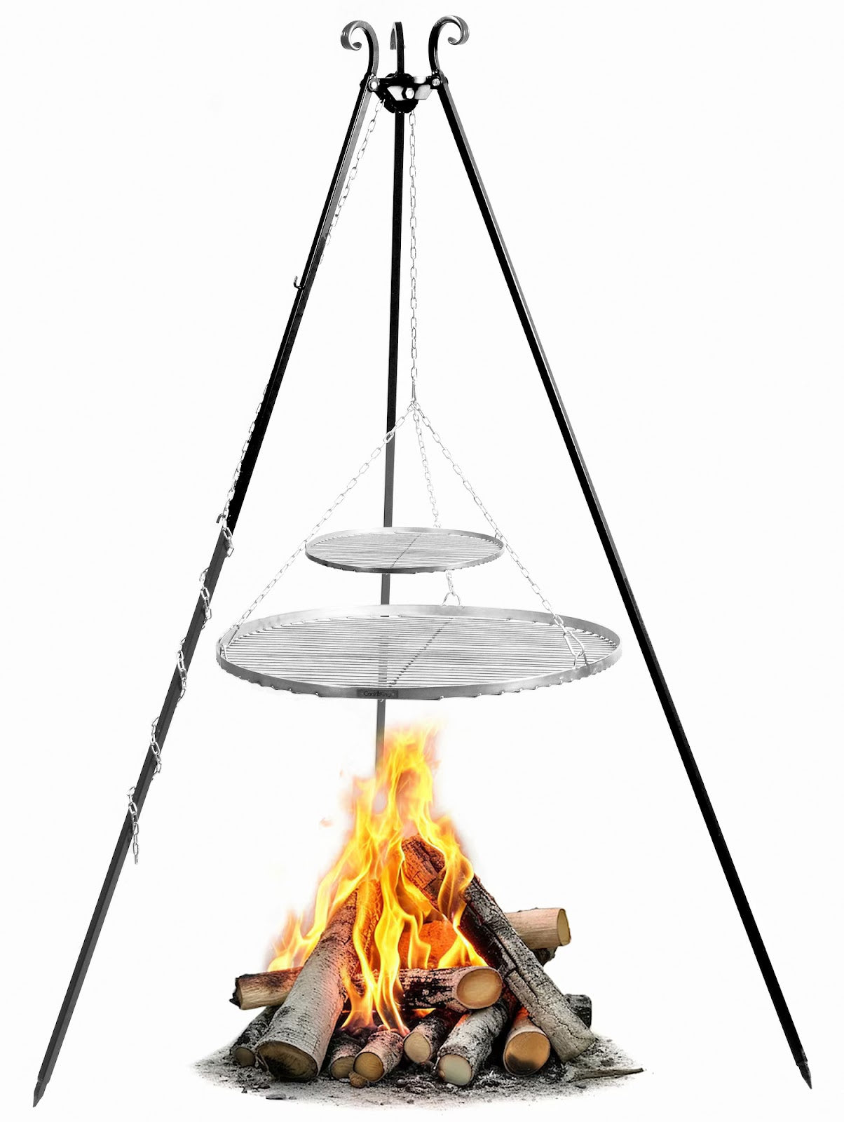 Cookking Schwenkgrill 180 cm - Doppelrost aus Edelstahl 80 cm + 40 cm