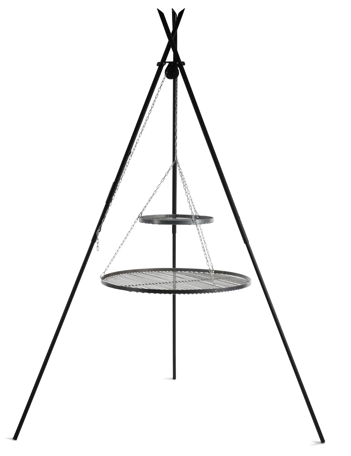 Cookking Schwenkgrill "TIPI" 210 cm - Doppelrost aus Rohstahl 70 cm + 40 cm