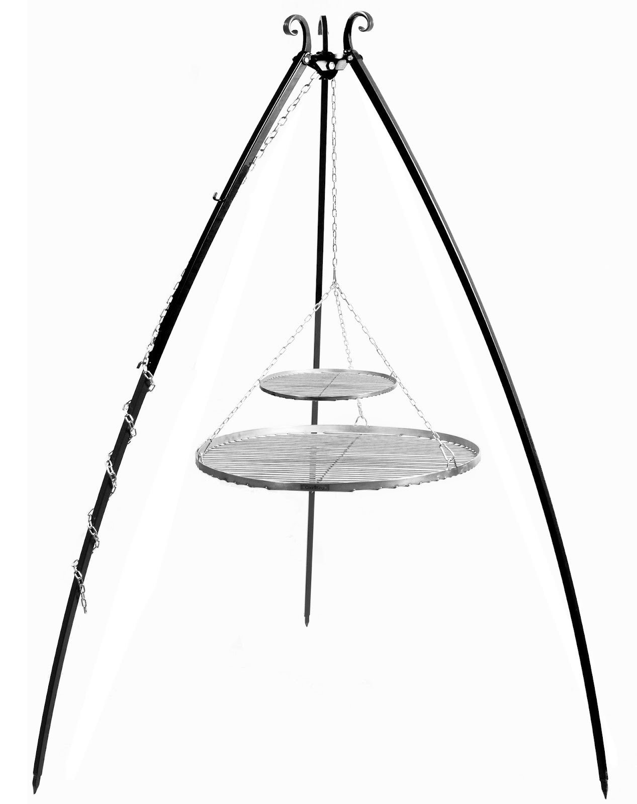 Cookking Schwenkgrill 200 cm - Doppelrost aus Edelstahl 70 cm + 40 cm
