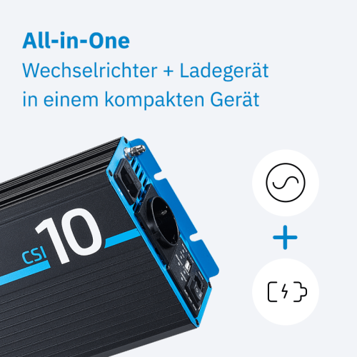 ECTIVE CSI 10 1000W/24V Sinus-Wechselrichter mit Ladegerät, NVS- und USV-Funktion
