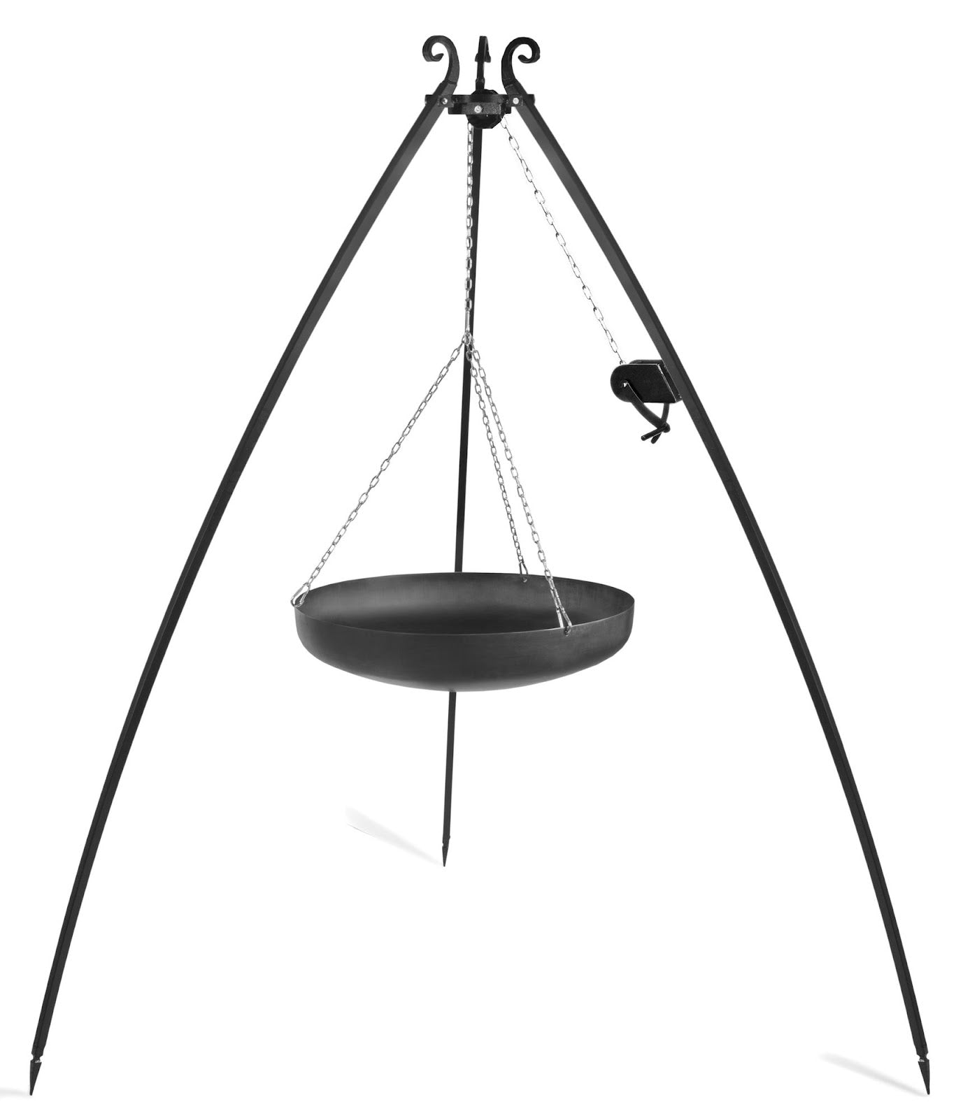 Cookking 200 cm Dreibein-Wok mit Winde und 70 cm Wok aus Naturstahl