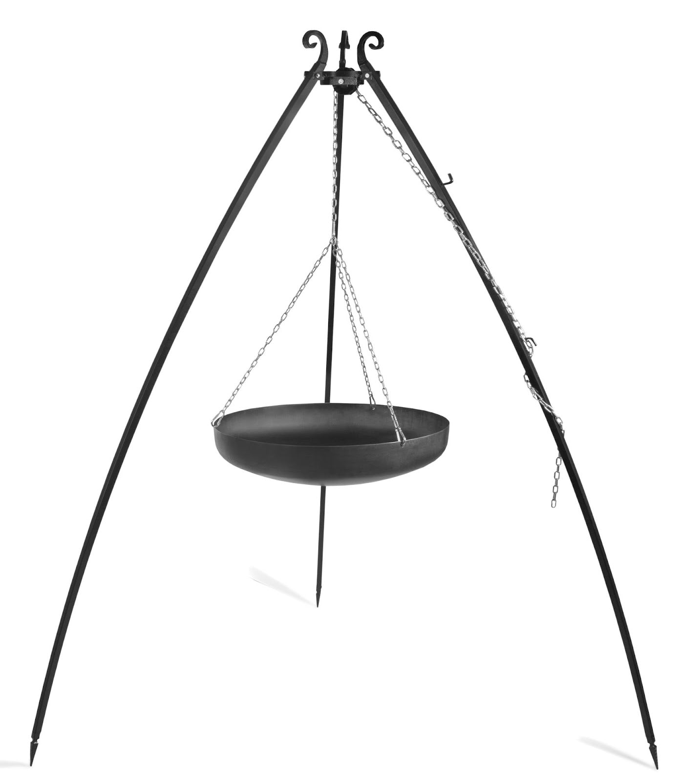 Cookking Wok am Dreibein, 200 cm Höhe, Rohstahl, 60 cm Durchmesser