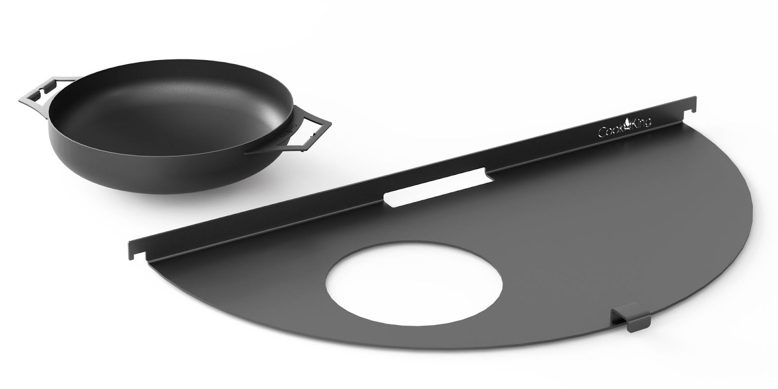 Cookking Halbrunde Grillplatte 98 cm für Feuerschale 100 cm – Wok 40 cm