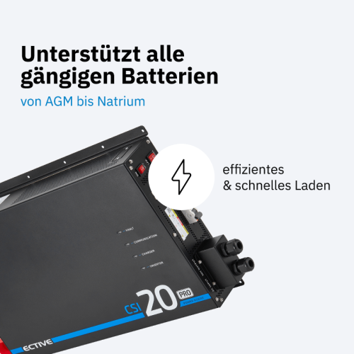 ECTIVE CSI 20 PA-RCD PRO 2000W/12V Sinus-Wechselrichter mit Netzvorrangschaltung und 125 A / 1500 W Ladegerät