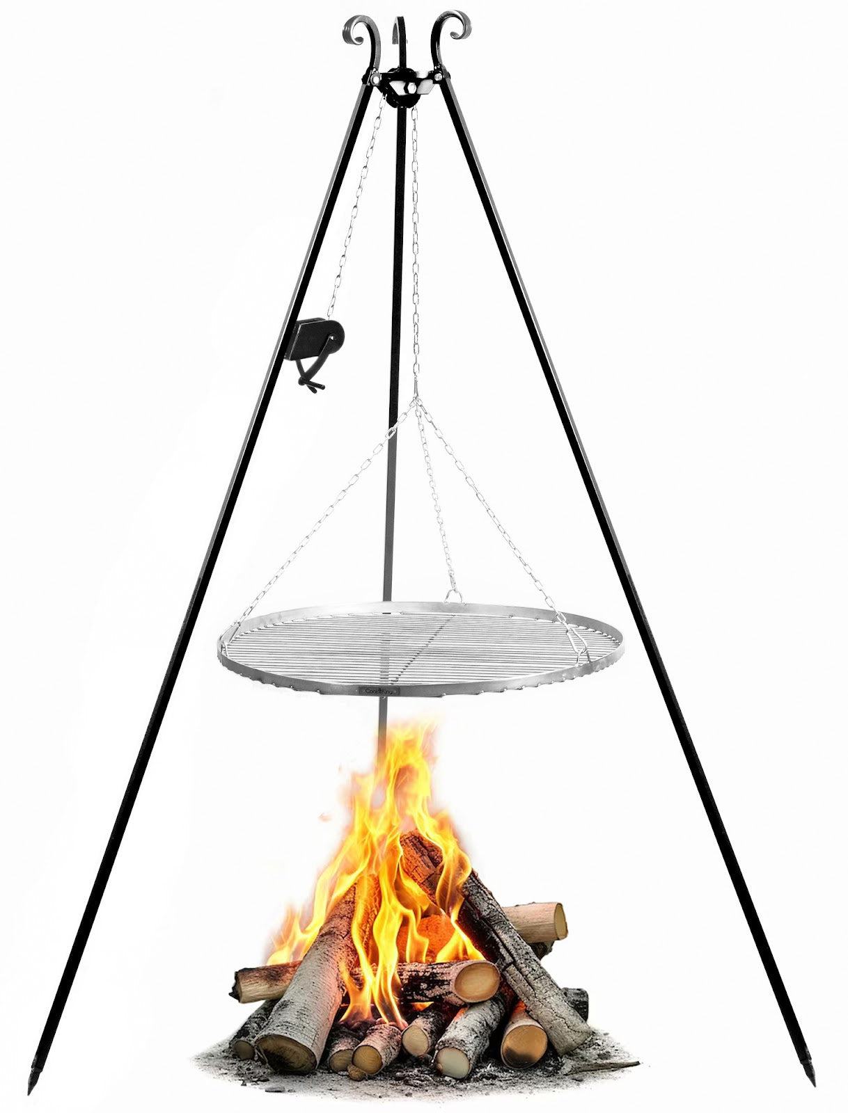 Cookking 180 cm Dreibein-Grill mit Winde und 70 cm Grillrost aus Edelstahl