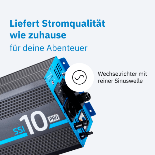 ECTIVE SSI 10 PRO 1000W/12V Sinus-Wechselrichter mit Netzvorrangschaltung, Ladegerät und Laderegler