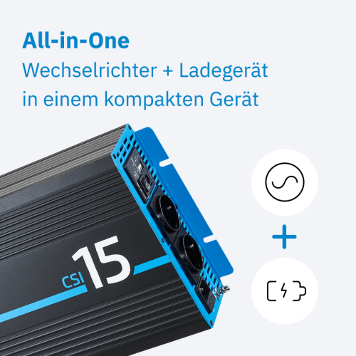 ECTIVE CSI 15 1500W/24V Sinus-Wechselrichter mit Ladegerät, NVS- und USV-Funktion