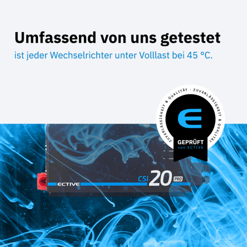 ECTIVE CSI 20 PA-RCD PRO 2000W/12V Sinus-Wechselrichter mit Netzvorrangschaltung und 125 A / 1500 W Ladegerät