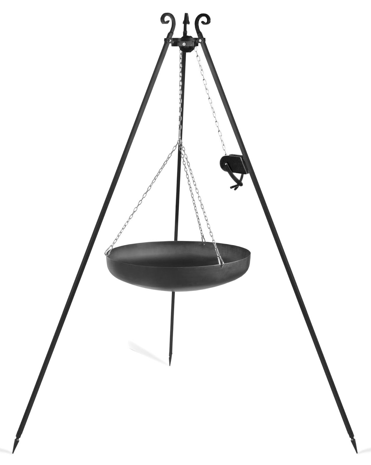 Cookking 180 cm Dreibein-Wok mit Winde und 60 cm Wok aus Naturstahl