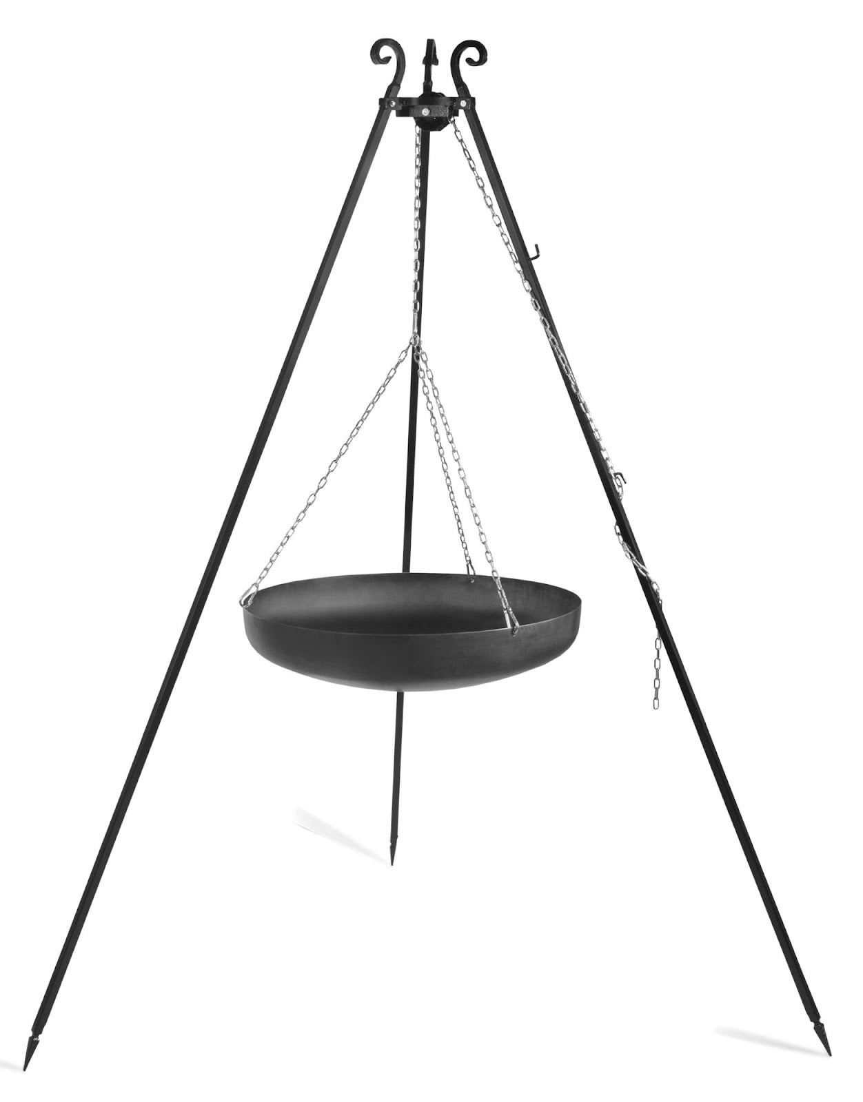 Cookking Wok am Dreibein, 180 cm Höhe, Rohstahl, 60 cm Durchmesser