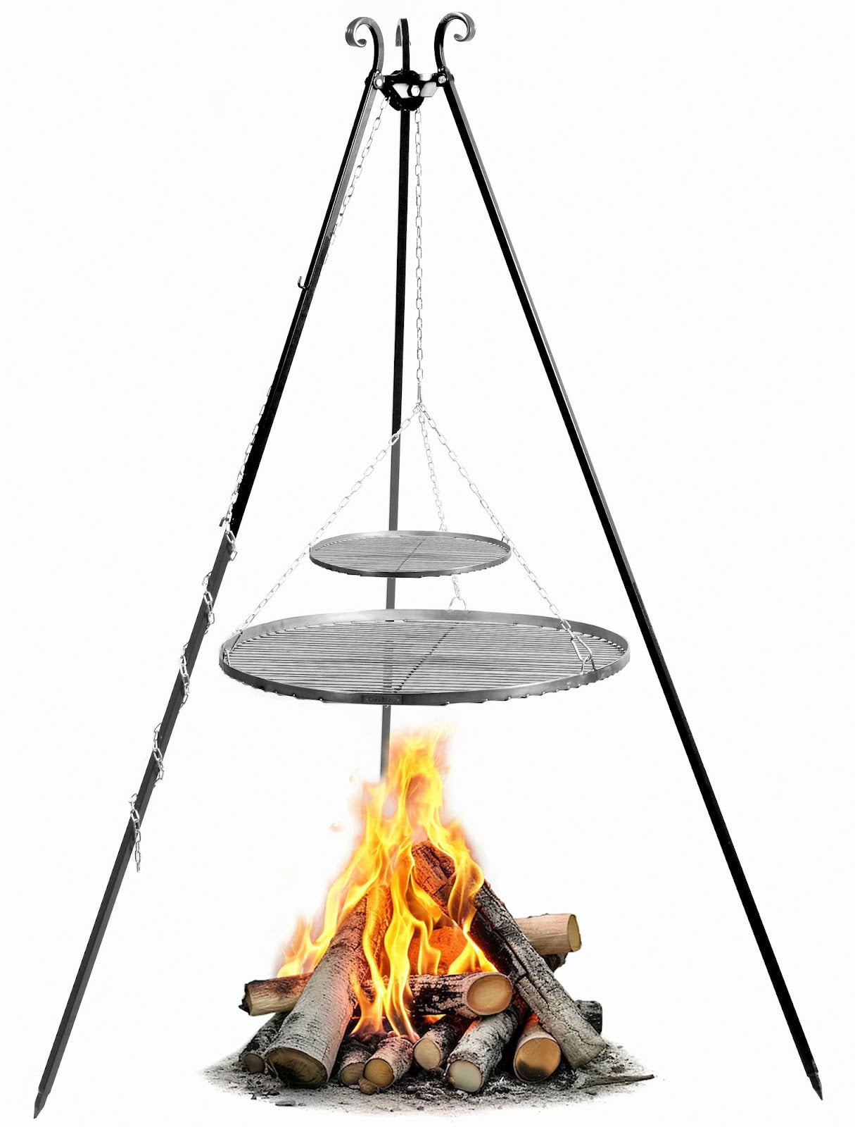 Cookking Schwenkgrill 180 cm - Doppelrost aus Rohstahl 80 cm + 40 cm
