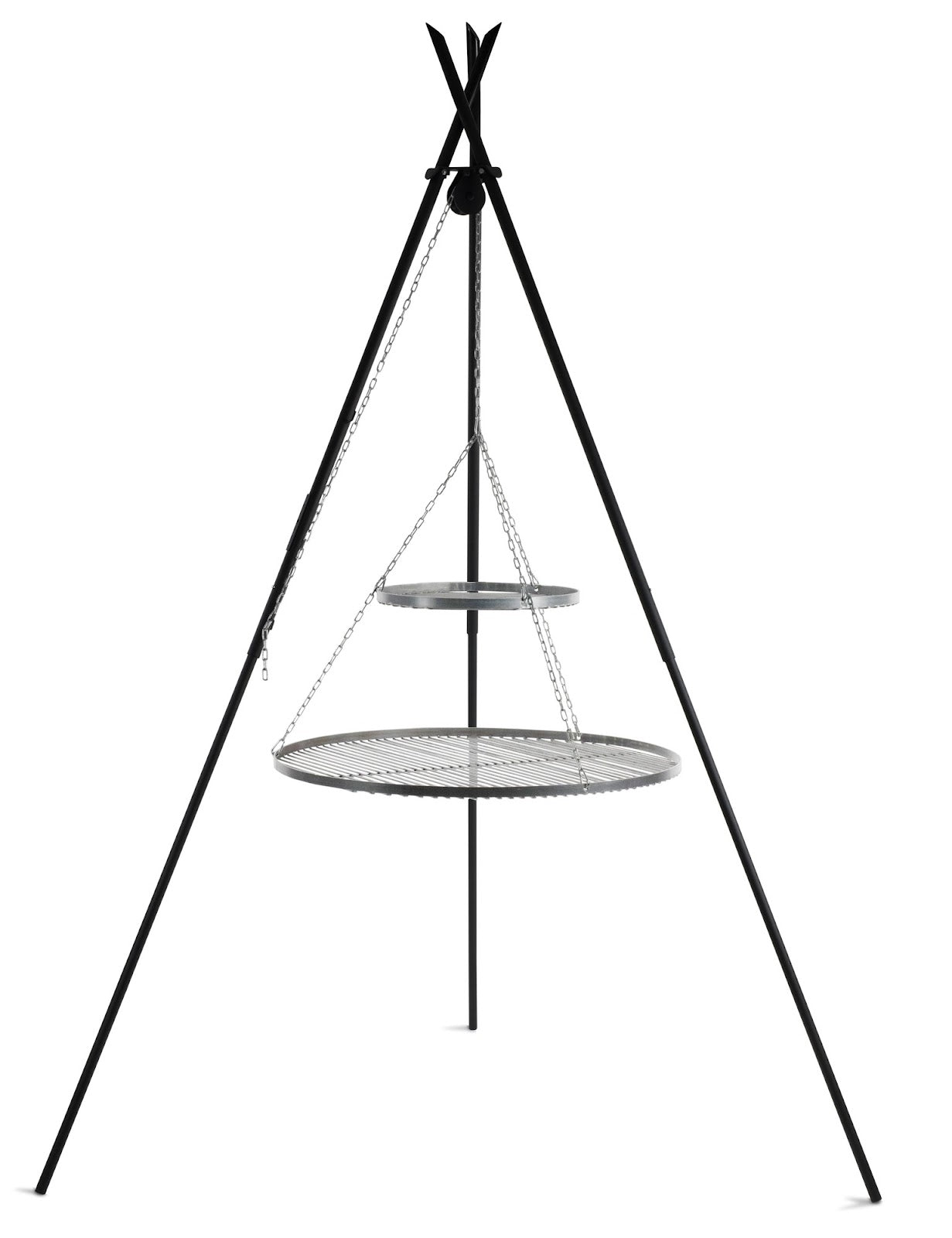 Cookking Schwenkgrill "TIPI" 210 cm - Doppelrost aus Edelstahl 80 cm + 40 cm